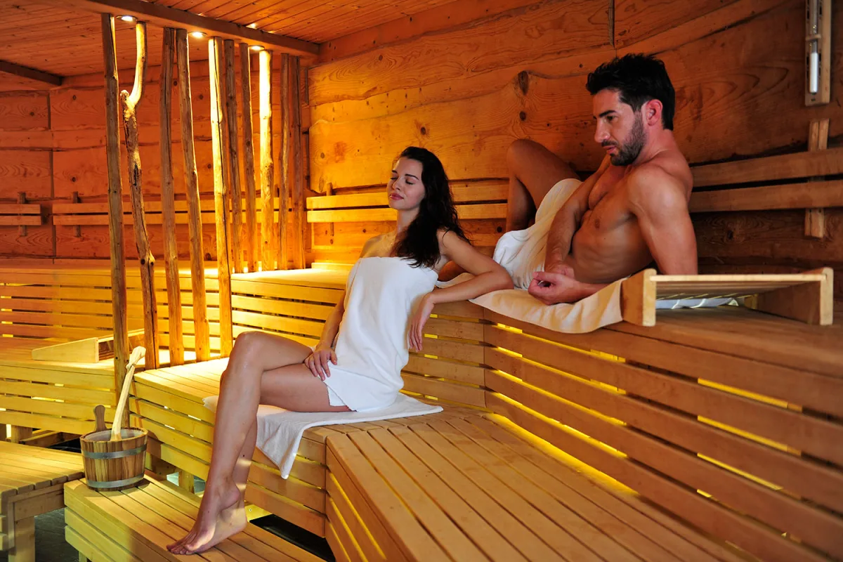 Die Schilfrohrsauna im Außenbereich